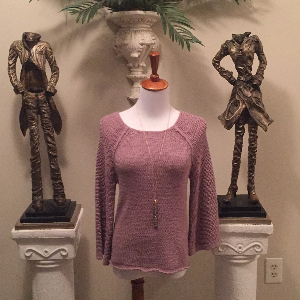 Large Loop Knit Sweater with Backless Detail